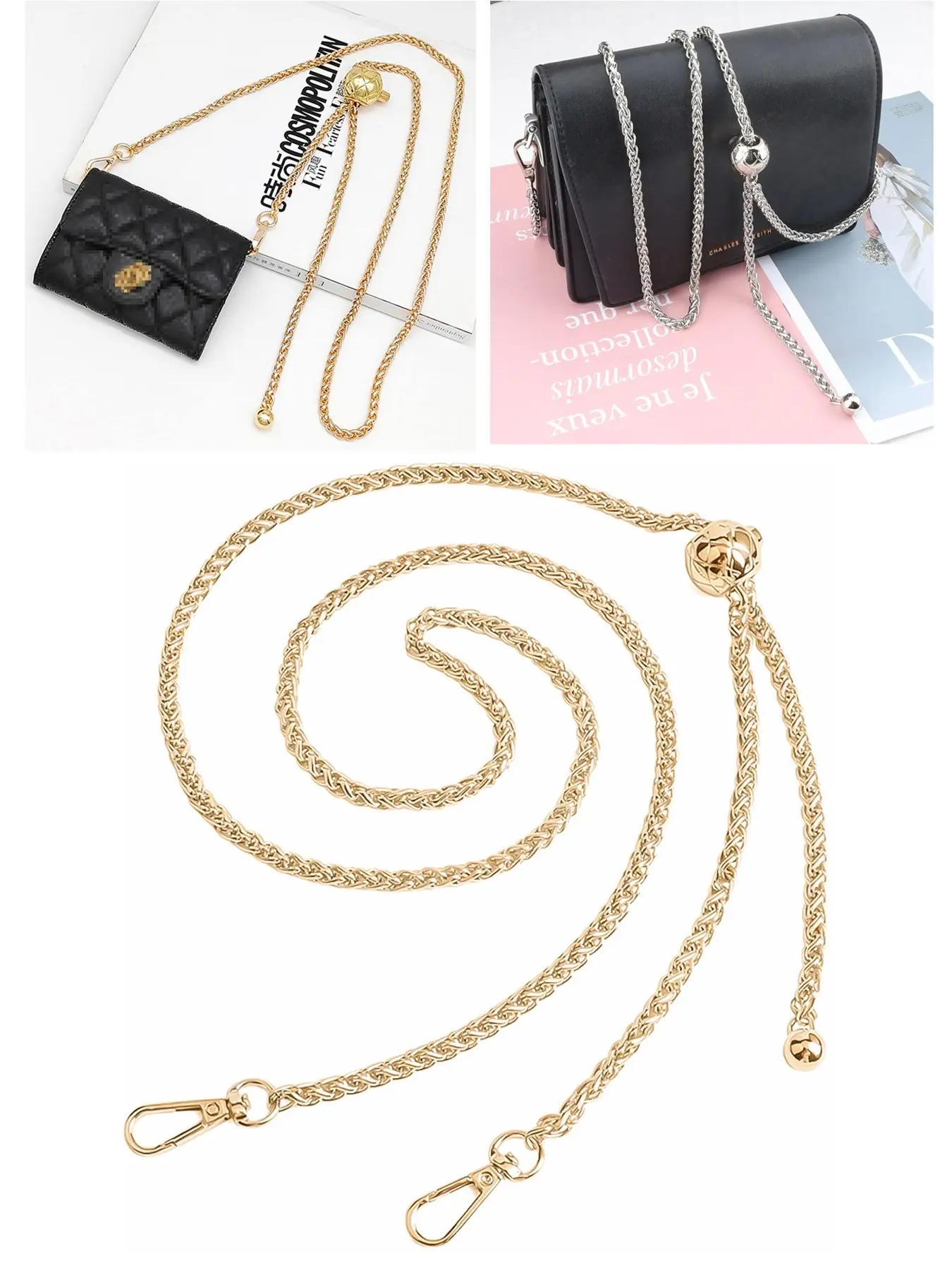 Adjustable Bag Chain (35-120cm), Chain For Purse, Purse Chains, Purse Extender Chain, Replacement Shoulder Strap, Crossbody Phone Case Chain, DIY Wallet Making Accessories, Handbag Accessory, Bag Chains For Handbags, 1 Piece