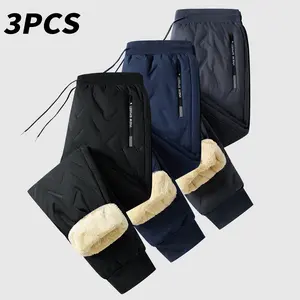 Men's warm thermal winter snow pants suitable for hiking, workouts, and outdoor activities.Men's sports pants suitable for extremely cold weather, couple set, family pack.Regular fit, fashion pants, men's leisure solid color. drawstring waistband