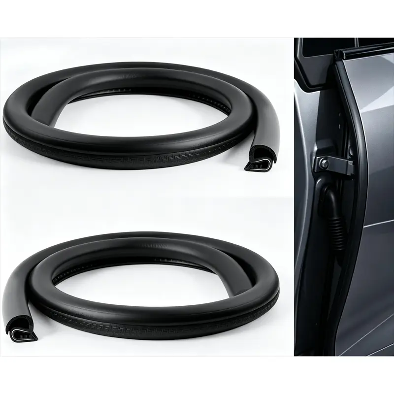 2.62Ft Open-End Car Door Weather Seals (2PCS) - U-Shaped Steel Strip Rubber Edge Trim, Vehicle B-Pillar Bayonet Lock, Universal Fit for Most Cars-SUVs, Blocks Rainwater Entry, Reduces Wind Noise, Tool-Free Easy Installation, Flexible