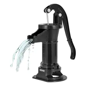 VEVOR Cast Iron Manual Well Hand Pitcher Pump, 1-1/4 in NPT Fitting, Curved Palm Fit, Max 25ft Lift, Rustproof Coating, Easy Installation, Old-Fashioned for Outdoor Ponds, Farms