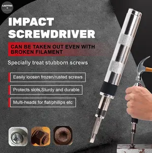 Impact Screwdriver – Specially Designed for Stubborn Screws, Multi‑Heads for Flat and Phillips, Sturdy and Durable, Heavy‑Duty Tool with Magnetic Precision Bits, DIY Impact Kit for Home and Workshop Use B