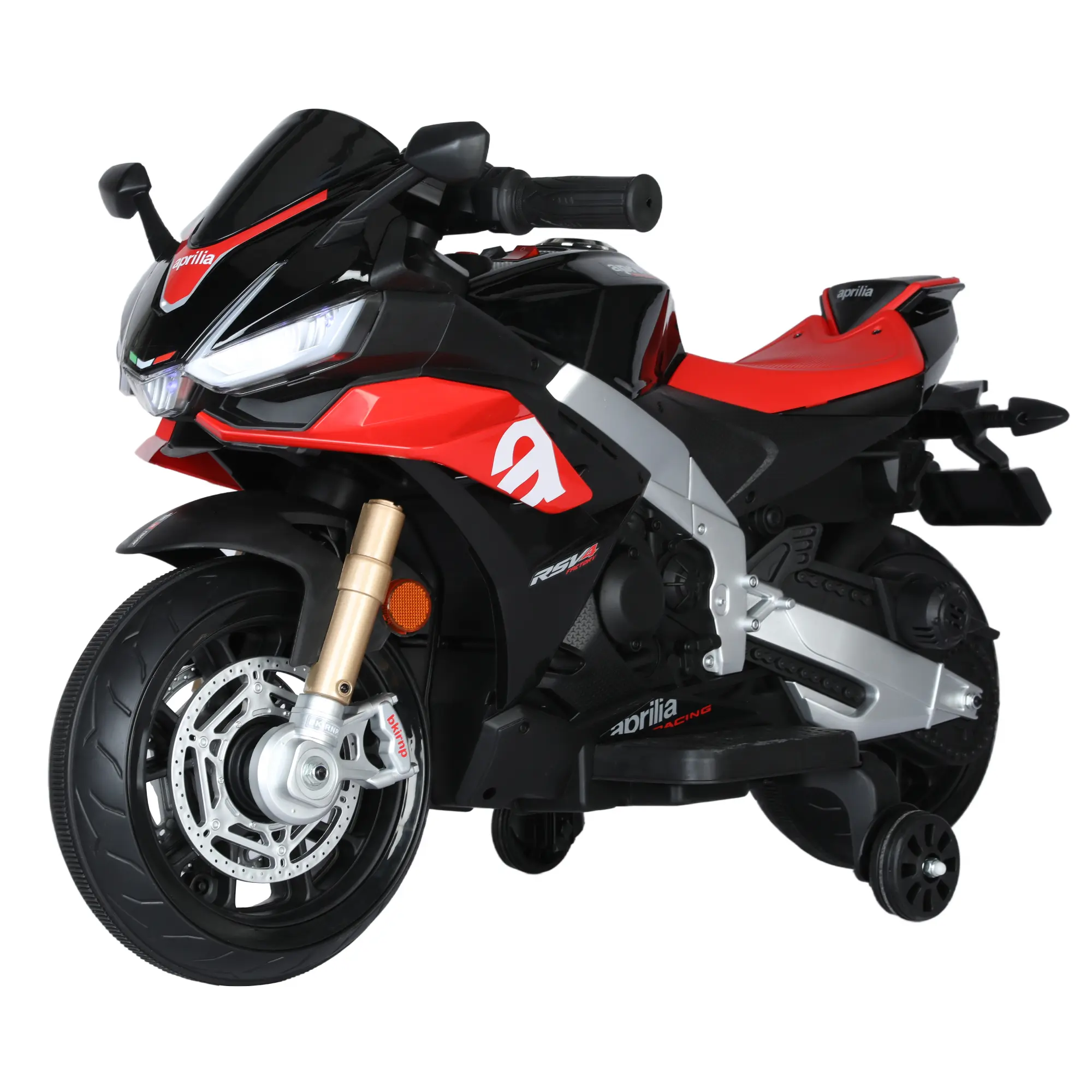 TCARAIWEN Kids Electric Motorcycle with Long Battery Life Aprilia Licensed EVA Training Wheels Large Seat 3-5 Years 12V Easy Riding Safety Balance Music Bluetooth Functionality