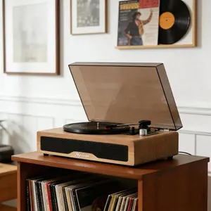 【Mothers Day Gift】Myvision Vinyl Record Player Rechargeable 3-Speed Bluetooth Portable Turntable with Stereo Speakers RCA Line Out AUX in Headphone Jack Home Decorations & Gifts 33-1/3 45 78 RPM 7 10 12-inch Vintage Design Gift bluetooth speaker