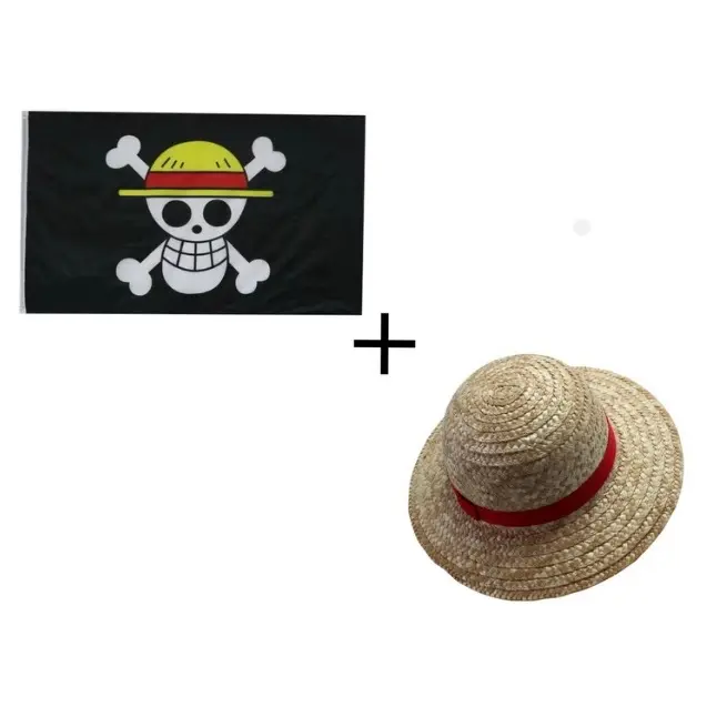 Luffy Straw-hat and Straw-hat pirate flag Luffy Straw-hat and Straw-hat pirate flag