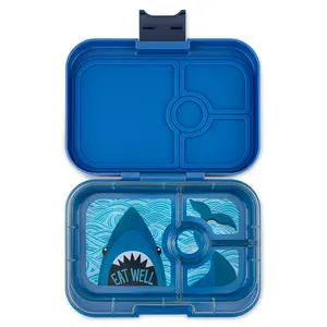 Yumbox Panino Shark Tray – Leakproof Bento Lunch Box with 4 Compartments for Colorful, Organized Meals, Surf Blue