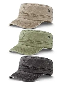 3 Pieces Cadet Army Caps for Men Military Style Hat for Flat Top Caps Adjustable Cotton Hat Unisex Premium Quality Cap High Quality Hat