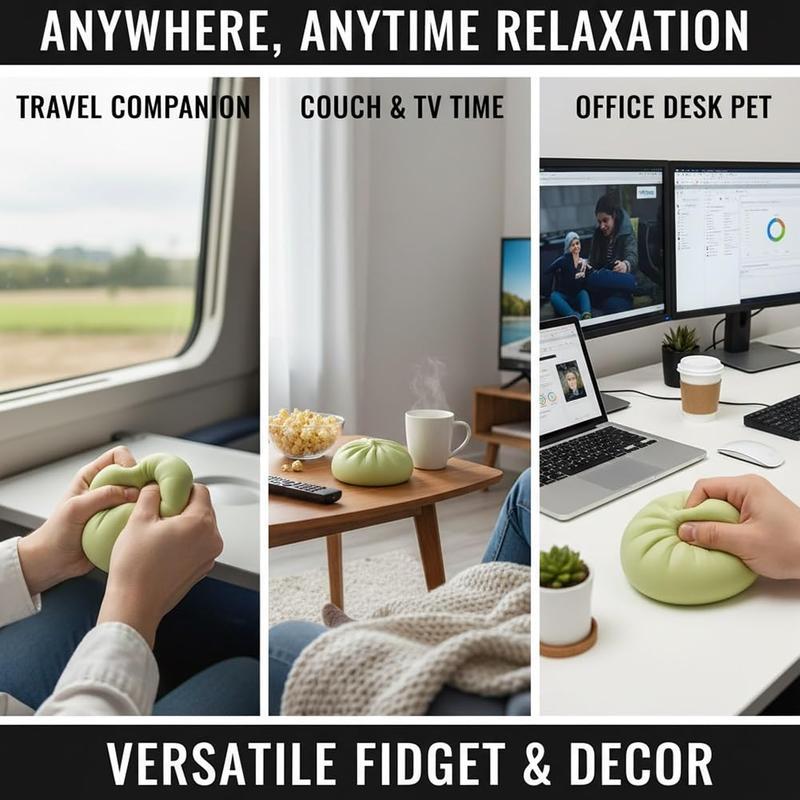 4 Pcs Dumpling Squishy Toy - Giant Glitter Squishy Dumpling Sensory Squeeze Toys, Cute Fidget Toys for Stress Relief, Large Rainbow Dumplings Squishies Toys for Adults & Kids