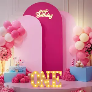 Pink Arch Backdrop Cover Set of 3 Wedding Arch Covers Stretchy Backdrop Baby Shower Birthday Hot Pink Arch Cover 6FT 6.6FT 7.2FT Arch Backdrop Stand Cover Spandex Bridal Shower Decoration