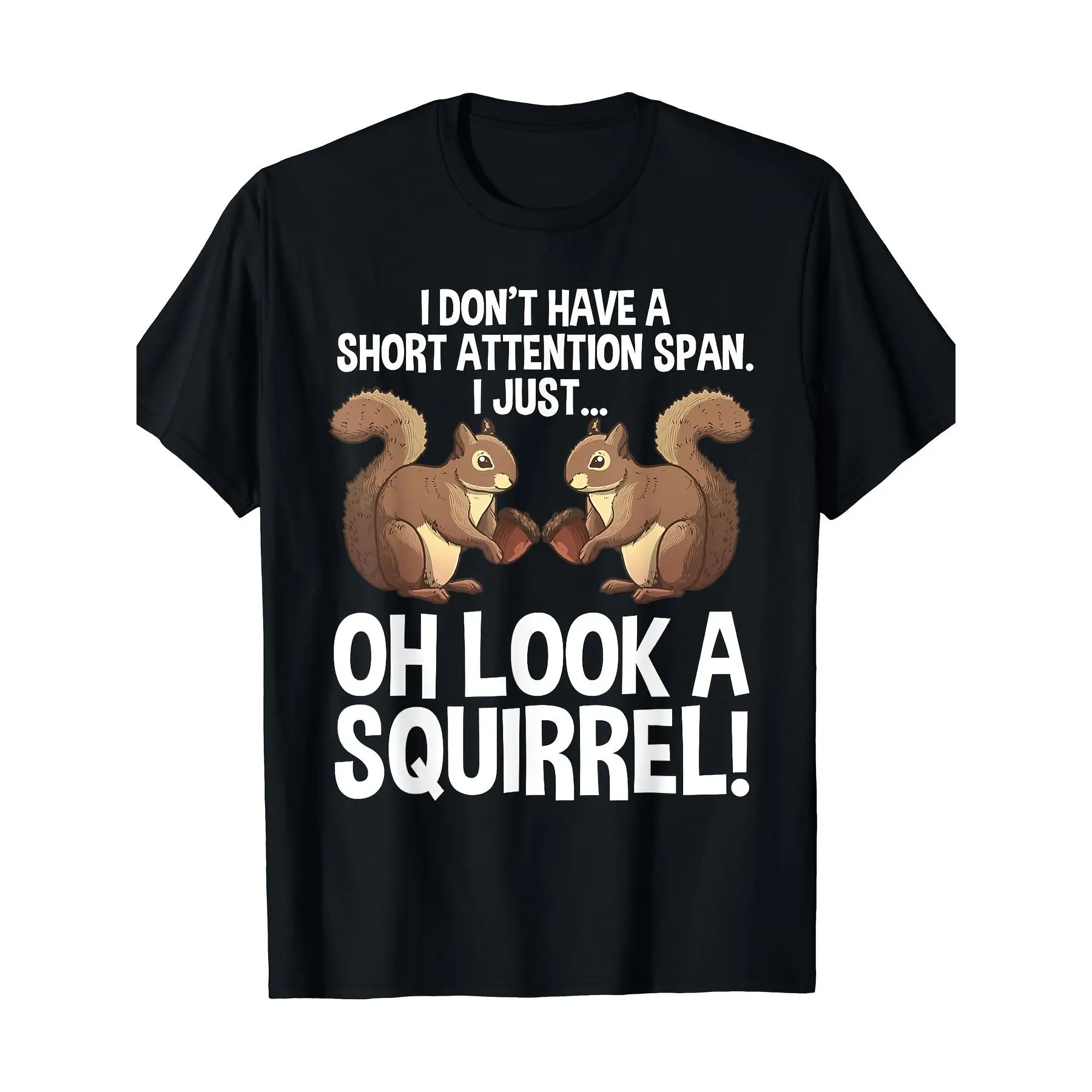 Classic Graphic T-Shirt with Funny ADHD Squirrel Design, Comfy 100% Cotton Top for Men and Women, Pet Lover Gift