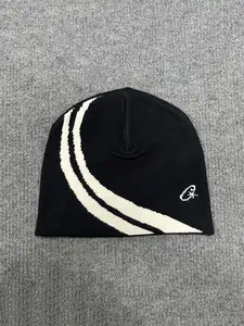 Street Style Embroidered Knit Hat, Striped Elastic Beanie, Perfect Gift for Friends Birthday, Father's Day, Holidays
