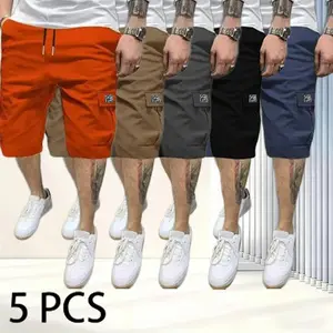 Men’s 5-Piece Cargo Shorts Set — Durable rip-resistant fabric, multifunctional pockets, adjustable waistband | Suitable for gym, hiking, and jobsite work — Excellent summer comfort and breathability, slim-fit stylish men’s bottoms