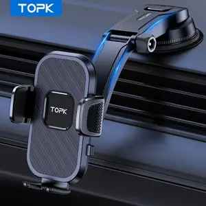 TOPK Car Phone Holder, Adjustable Horizontally & Vertically Cell Phone Holder for Dashboard, Universal Car Phone Navigation Bracket, Cell Phone Car Mount, Car Accessories, Car Cellphone Mount