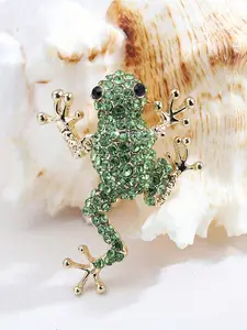 1PC cartoon cute frog all-crystal brooch badge, suitable for both men and women, fashionable and creative delicate animal pin, gift