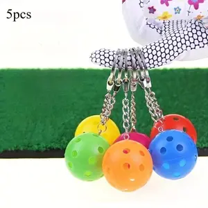 5 Pcs Pickleball Keychain, Cute Pickle Ball Key Chain Pendant, Bag Car Ornament-Golf ball keychain Hole Hole ball Keychain pendant Gift ball Colored ball Pendant cart decoration lightweight