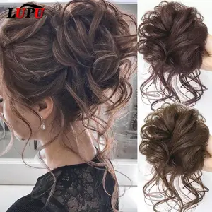 LUPU Synthetic Hair Bun Chignon Messy Curly Hair Band Elastic Scrunchy False Hair Pieces For Women Hairpins Black Brown jz  styles  hair  extensions
