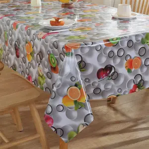 Rectangular PVC Tablecloth, High-End Fruit Pattern, Easy to Clean, Home Dining Room Table Cover, Kitchen Coffee Table Mat, Party Picnic Decor, Washable Table Cover, Rectangle Tablecloth