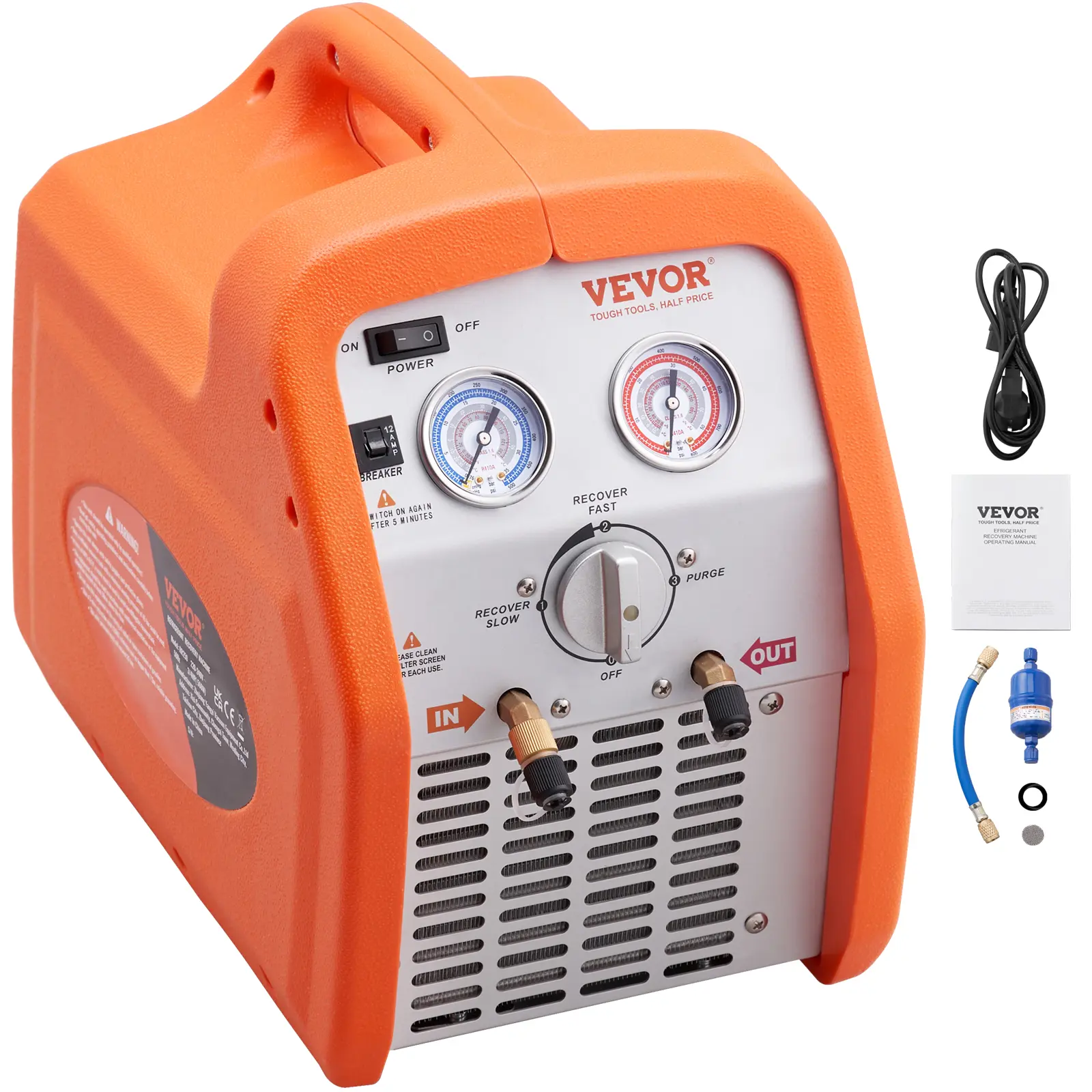 【Summerfinds】VEVOR 3/4 HP Refrigerant Recovery Machine - Portable AC Recovery Machine with High Pressure Protection 120V 60Hz Refrigerant Recycle Machine HVAC for Car Air ConditioningVapor Liquid Refrigerant
