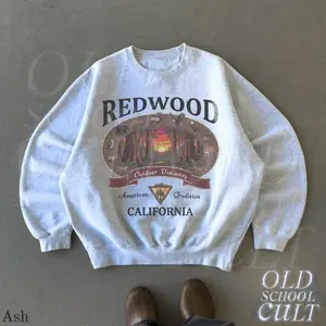 Retro Redwood California Sweatshirt, Vintage 90s National Park Crewneck, Nostalgia Hiking Old School Gift