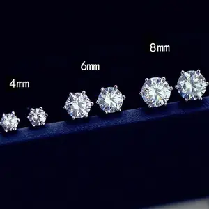 S925 Silver Diamond Stud Earrings Men's Trendy Super Shiny Simple Hip Hop Niche High-Grade Silver Needle Female Zircon Rhinestones Earrings