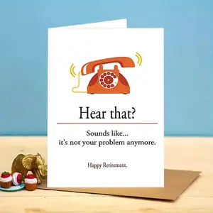 Humorous Retirement Card with Vintage Phone Design, Custom Message Card, Perfect Farewell Gift for Colleagues Family Friends, Includes Envelope