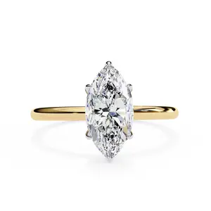 Marquise Cut Lab Diamond Solitaire Engagement Ring