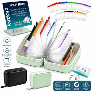 A8 Waterproof Pill Pouch Set, Large Weekly Pill Organizer with 14 Color‑Coded Medicine Pouches, Reusable Travel Medicine Organizer, Zippered Pill Storage for Fish Oils, Vitamins, dealsforyou, summerwins