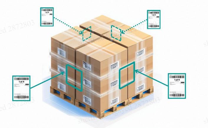 Place the pallet label on the four sides of the pallet