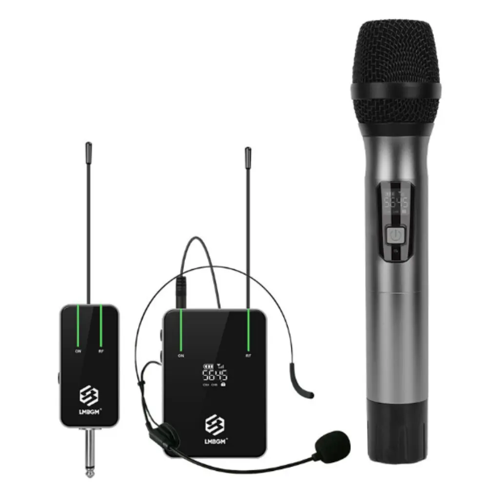 LMBGM X2 Series Wireless Compact Portable Mic Microphone System, Uhf Frequency 15 Channels Anti-Interference, Ideal for Stage Performances, Meetings, Classes, Live Podcast Equipment, Cordless Mics