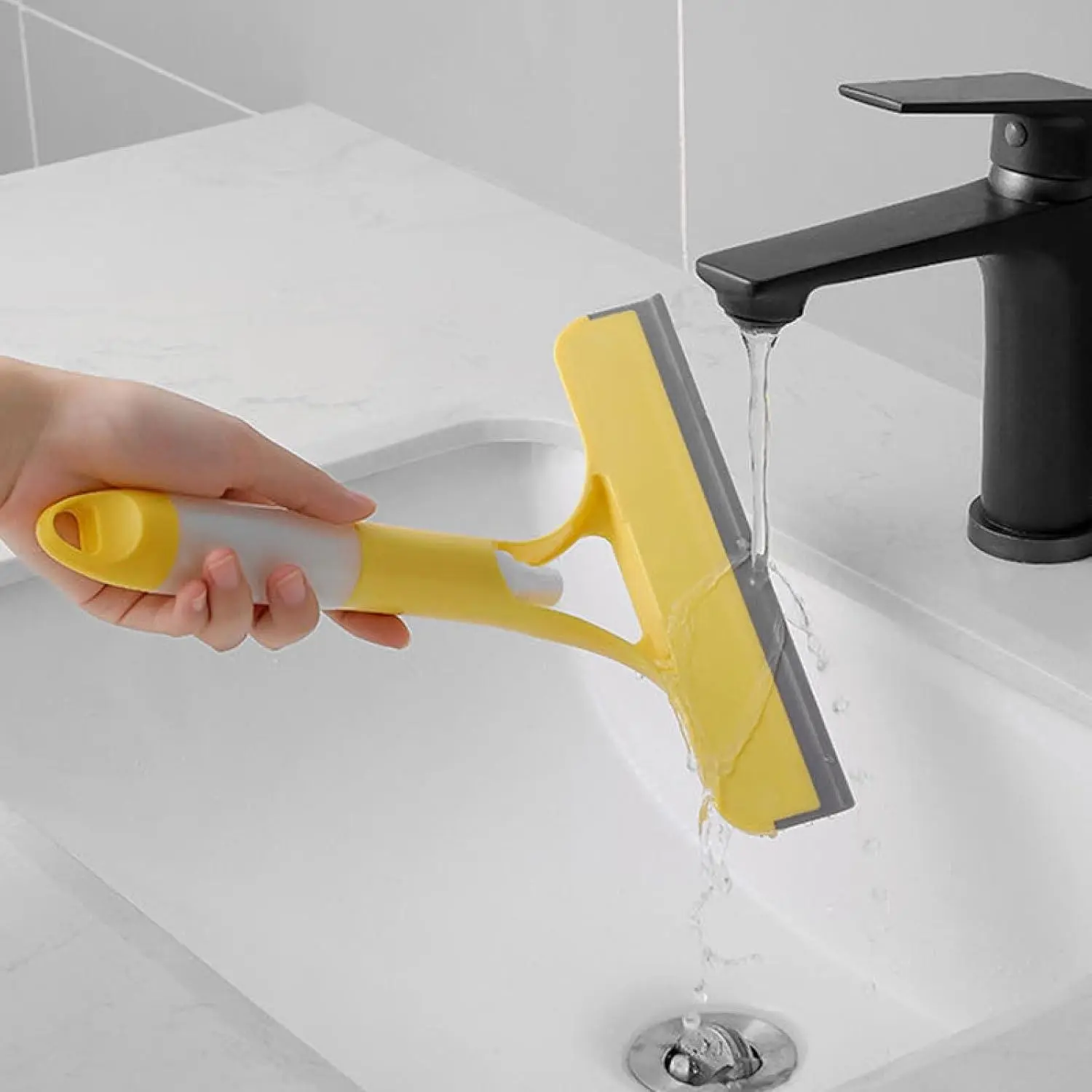 PVC 3-in-1 Durable Window Squeegee - All-Purpose Home Cleaning Tool with Spray, Brush, Scraper for Glass, Shower Doors