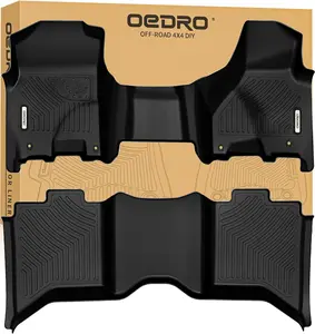 OEDRO Floor Mats Fit for 2013-2018 Dodge Ram 1500/2500/3500 Crew Cab/2019-2024 Ram 1500 Classic Crew Cab （Choose The Right Style), Unique Black TPE All-Weather Guard Includes 1st and 2nd Row: Full Set Liners Car Rug Non-Slip Truck Automotive Interior Outd