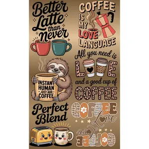 Coffee Lovers 22x36 DTF Gang Sheet – Ready-to-Press Transfers for Adult Shirts (S–2XL)