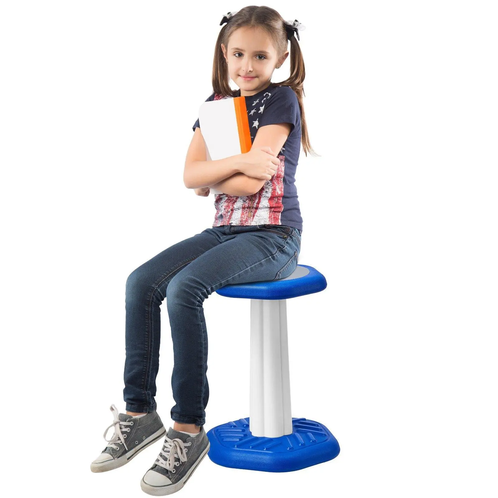 VEVOR Kids Wobble Chair (17.7in High), Stable Ergonomic Active Chair with Sponge Cushion, 360° Swivel 154lb Capacity Stool for School Use, Encourages Focus & Improves Posture, Supports 7-14yo Sensory Kids, Active Motion Design, Simple Setup, Blue, Sturdy