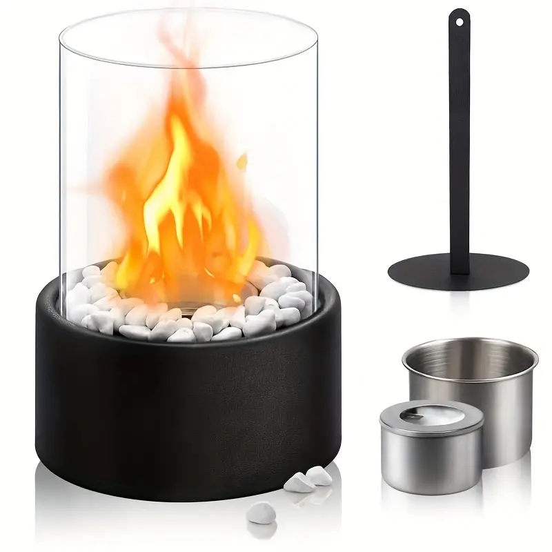 Stainless Steel Candle Holder, 1 Set Tabletop Fire Pit with Lid, Indoor & Outdoor Use for Home Gatherings, Dinners, Camping Decor