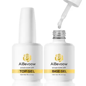 Aibevoow 2 Pcs 15ml No Wipe Gel Top Coat Matte Top Coat and Base Coat Set - Shine Finish and Long Lasting Soak Off LED Nail Lamp Gel Base Top Coat Finish Nail Art Design Manicure Gifts for Women