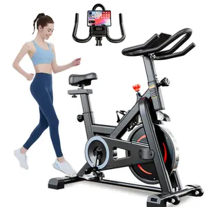 Adjustable Indoor Exercise Bike for Home Gym – Quiet Stationary Cycling Bike with LCD Monitor, Silent Belt Drive, Tablet Holder & Comfortable Seat – Space-Saving Design for Cardio and Full-Body Workout Fitness Equipment