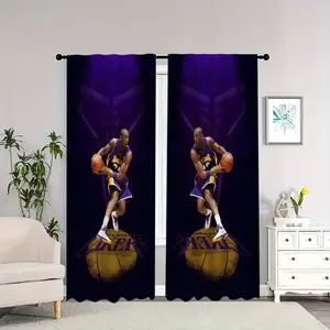 Kobe Bryant Lakers-themed interior curtains, blackout, heat-insulating, and soft, suitable for home décor, Room Decor Curtain