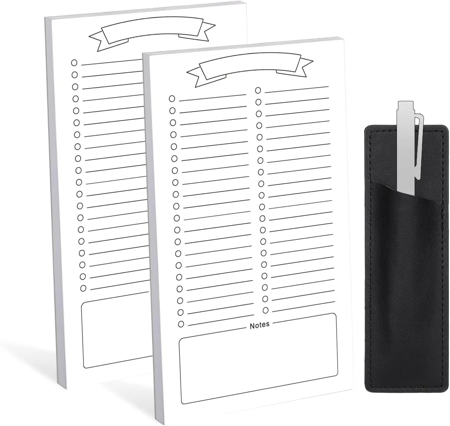 2-Pack Universal Grocery List Memo Pad (Multi-Pack) with Fridge Pen Holder & Fridge Stick, 120 Sheets Thick Paper, Non-Slip, 4.5x7.5in Office Stationery for Grocery Store, Easy to Track Lists on Metal Surfaces