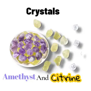 Raw Citrine & Amethyst Crystals 1pc USA Stone of Abundance Radiant Success Intuition Spiritual Calm