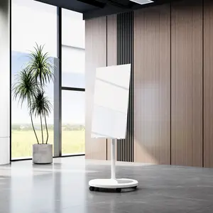 Removable Adjustable Height Tempered Glass Whiteboard 36x24 Magnetic Dry Erase Board for Home School Office Decor Includes 2 Magnets 2 Markers 1 Eraser