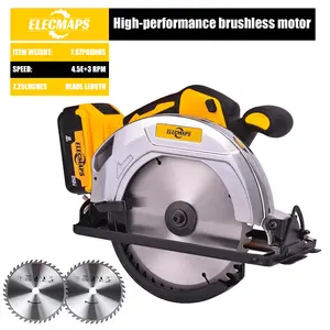 Cordless Brushless Circular Saw, Compatible with DEWALT 20V MAX Batteries, 7-1/4" Heavy-Duty Circular Saw, Compact Design, Up to 5500 RPM No-Load Speed, 0-50 Degree Bevel Cutting Capacity, Suitable for Wood, Stone, and Plastic