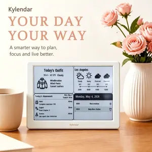 Kylendar Smart Planning Desk Calendar - Sustainable, Eco-Friendly, Cost-Effective, Weather Sync Forecasts, Health Reminders, Multi-Timezone Clocks, Class Schedules, Homework Tracking, Compact Stylish Essential for Households