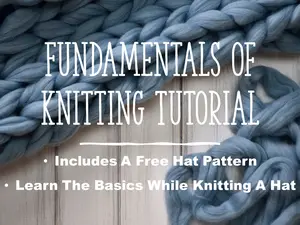 Denise's Fundamentals of Knitting Video Tutorial Learn Basics Cast On Knit Purl Stitches with Free Hat Pattern Download Regular Edition