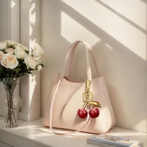 Cherry Bag Charms Keychain for Women – Chic Leather Handbag & Car Key Rings, Adorable Accessories for Essentials