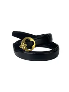 Women's Multi-Color Belt with Vintage Gold Clover Buckle | Versatile for Commute, Date, Jeans & Dresses