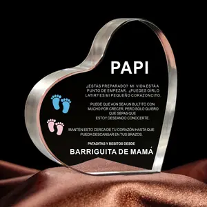 1pc Spain Future Expectation Dad Papi Acrylic Wall Plate Gift, Spanish, Pregnancy Announcement for Husband Boyfriend, New Dad, Pregnancy Reveal, Paper Heavy Object Souvenir, Heart Plaque