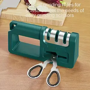 1pc Versatile 4-in-1 Diamond Knife Sharpener - Manual, Quick & Easy Sharpening Tool for Kitchen Knives, Scissors with Sturdy Metal Construction, No Electricity Needed - Perfect for Home Use