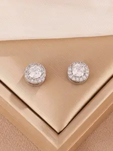 2pcs Magnetic Round Zircon Cubic Zirconia Earring Clips, Pain-Free Dainty Fashion Jewelry, Comfortable Daily Wear, All Seasons, Ear Clip Set