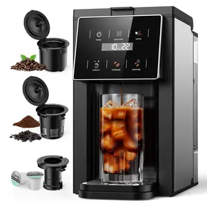 3-in-1 Freshly Ground Coffee Machine]One Machine Compatible With K Cup/coffee Powder|5 Levels Of Fine Grinding, Adjustable Concentration|Food-grade Reusable Filter|BPA-free Material, Fast Brewing And Easy Cleaning