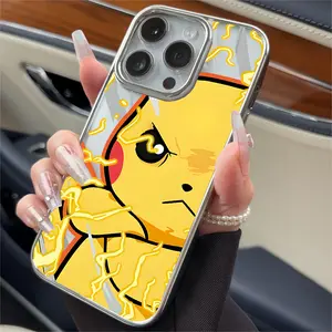 Anime Pikachu Psyduck Pokemon Phone Case for iPhone 16 15 14 13 12 11 Pro Max X XR XS Max 8 7 Plus, Luxury Transparent Soft Back Cover