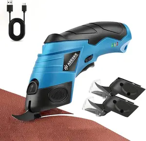 ADESKE（T） 3.7V Cordless Electric Scissors with Battery Display, Rechargeable Dual Blade Cardboard Cutter, Easy Blade Replacement, Suitable for Thin Cardboard, Carpet and Leather.